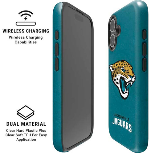 NFL Jacksonville Jaguars Teal Distressed iPhone 16 Plus Magsafe Impact Case